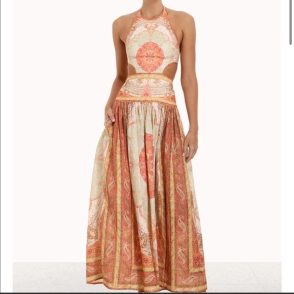 Zimmermann Cut- Out Paisley Halter Maxi Dress